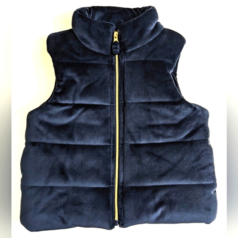 OSHKOSH B'GOSH, Navy Puffer Vest, Gold Zipper, With Pockets, Size 3T.